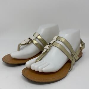 Tommy Hilfiger Women's Gold Tone Sling Back Flip Flop Sandals Size 7.5